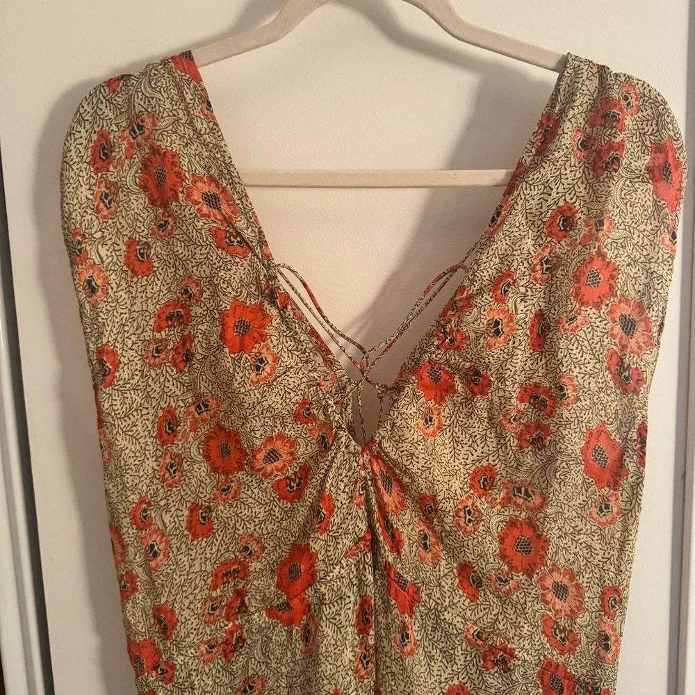 Isabel Marant Floral Mini Dress in Olive and Orange - Picture 2 of 5